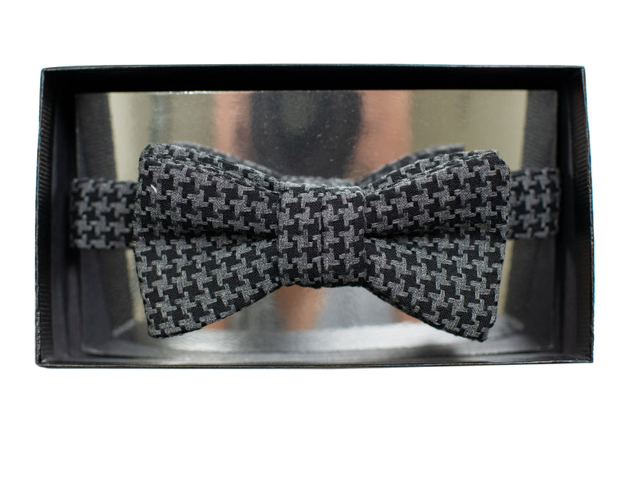 Dion 31119 Boy's Bow Tie - Hounds Toooth - Black/Charcoal