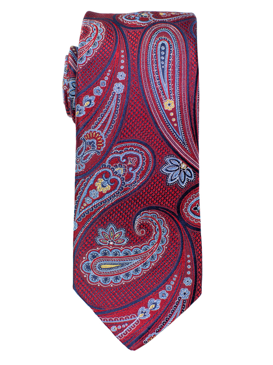 Dion 31232 Boy's Tie- Paisley - Red/Navy/Sky