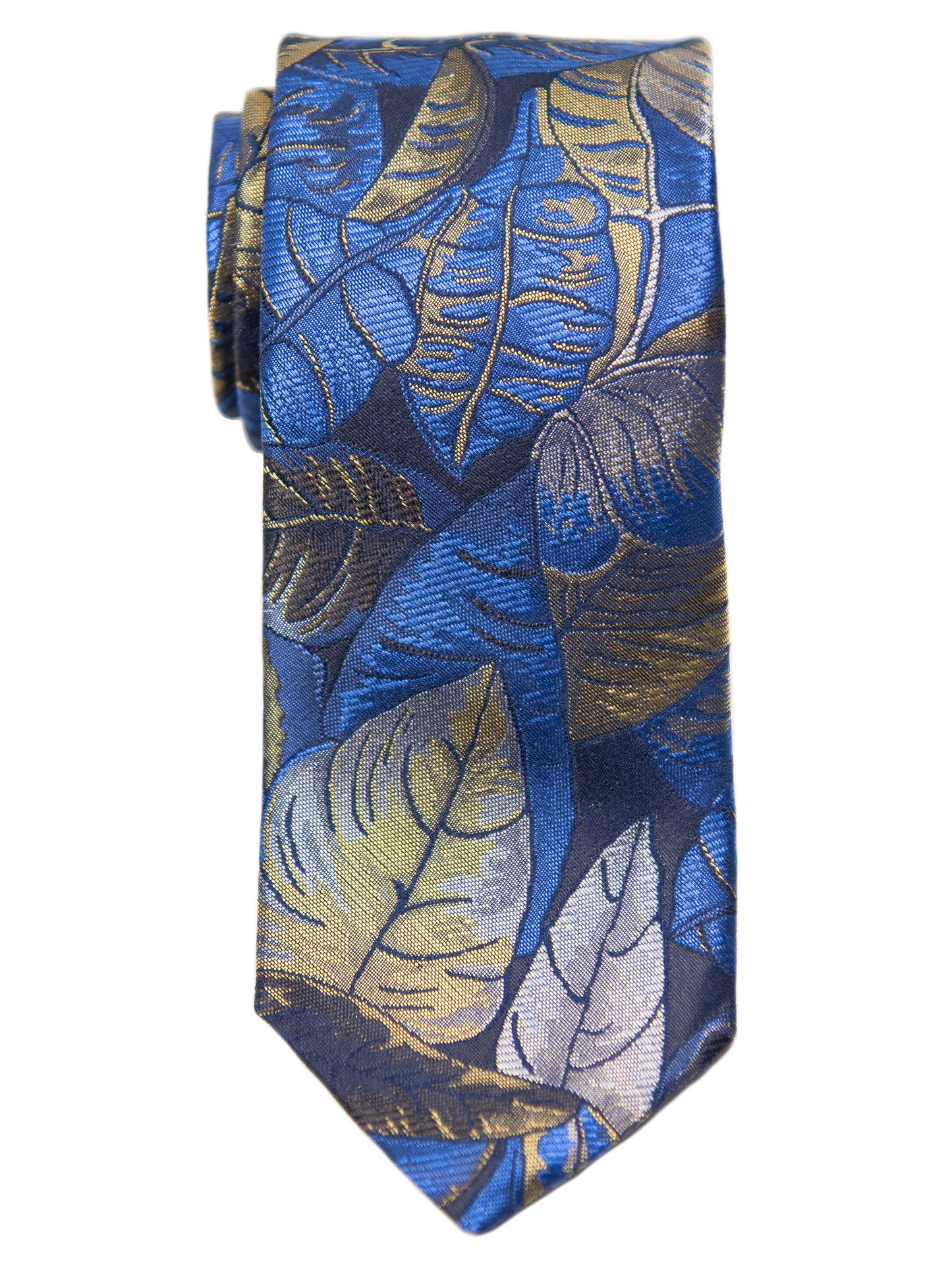 Dion Boy's Tie 32666 - Leaves - Blue/Yellow