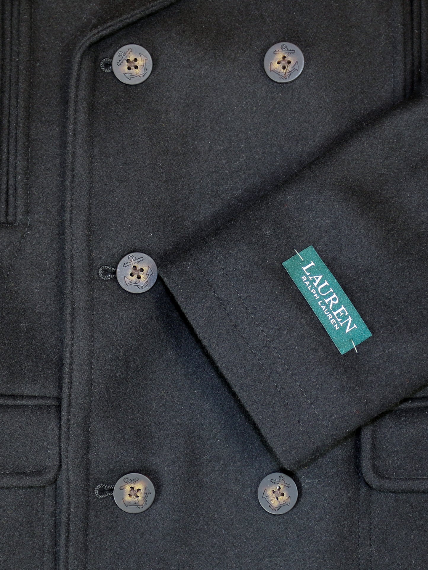 Lauren Ralph Lauren 32702 Boy's Double Breasted Peacoat - Black