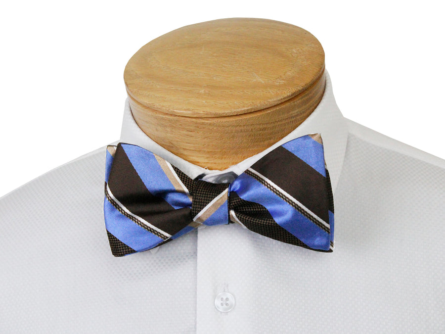 ScottyZ 33015 Young Men's Bow Tie - Stripe - Brown/Blue
