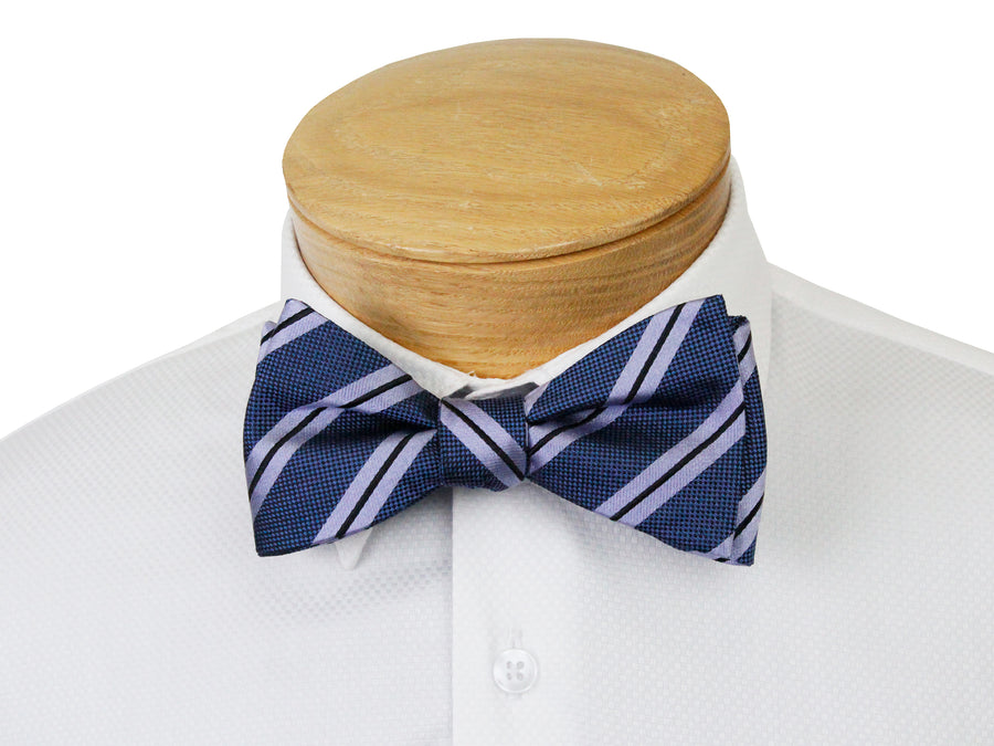 ScottyZ 33019 Young Men's Bow Tie - Stripe - Navy/Lilac