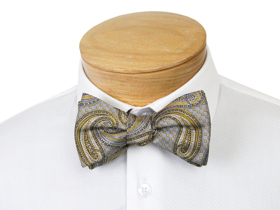 ScottyZ 33032 Young Men's Bow Tie - Paisley - Silver/Gold
