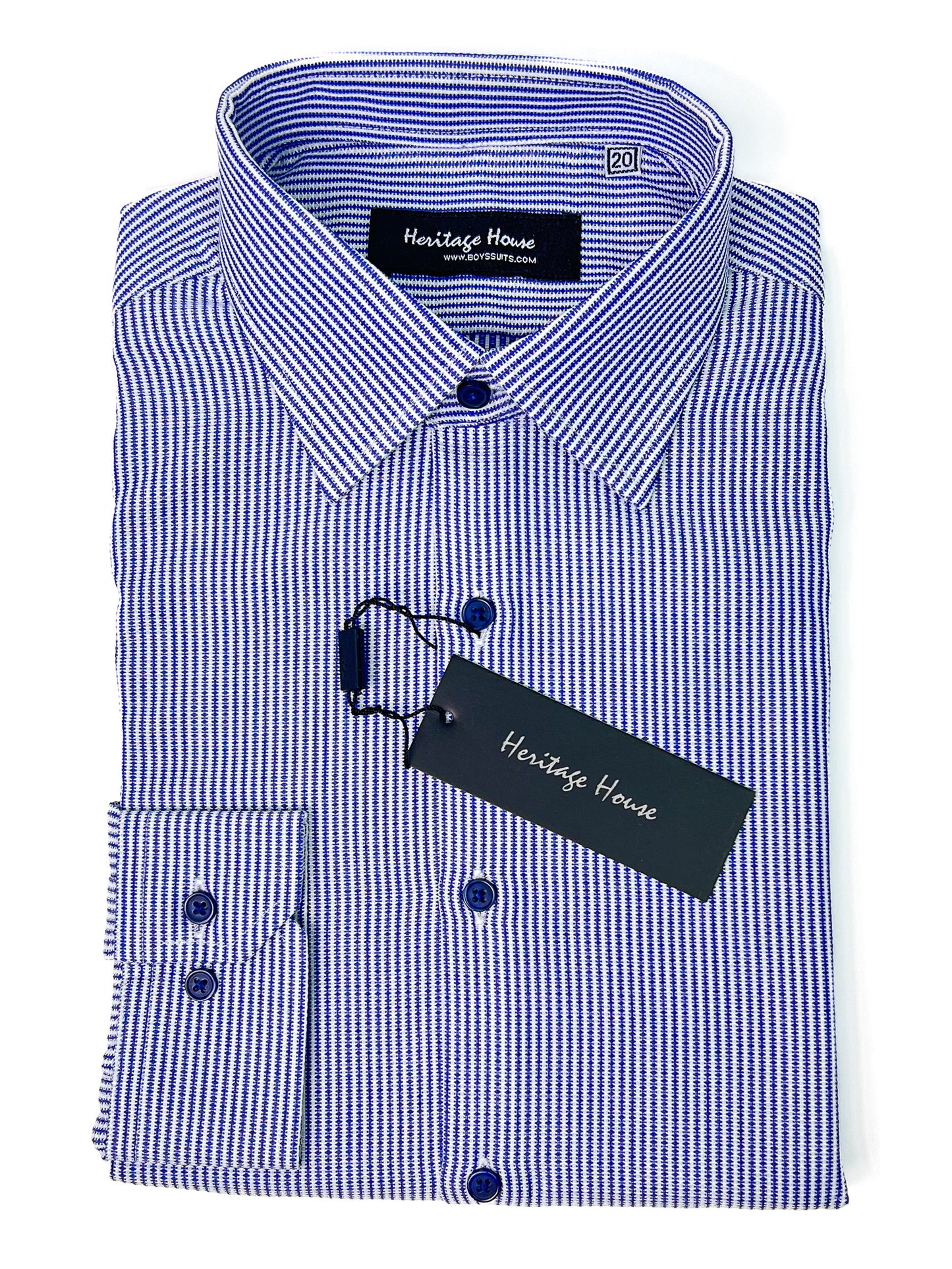 Heritage House 33412 Boy's Dress Shirt - Stripe - Navy