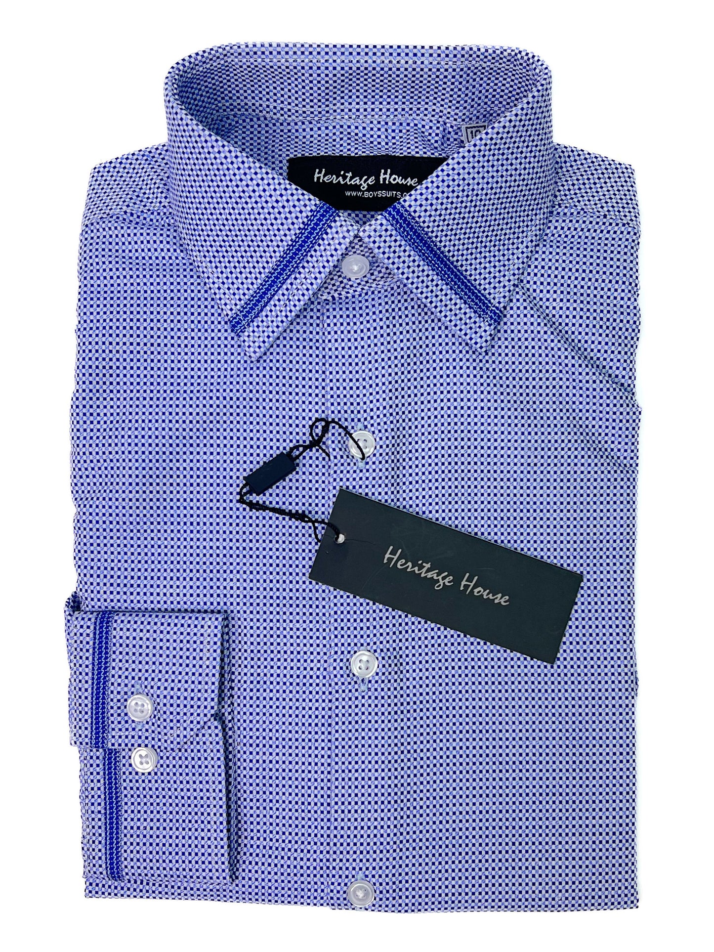 Heritage House 33452 Boy's Dress Shirt - Check - Blue