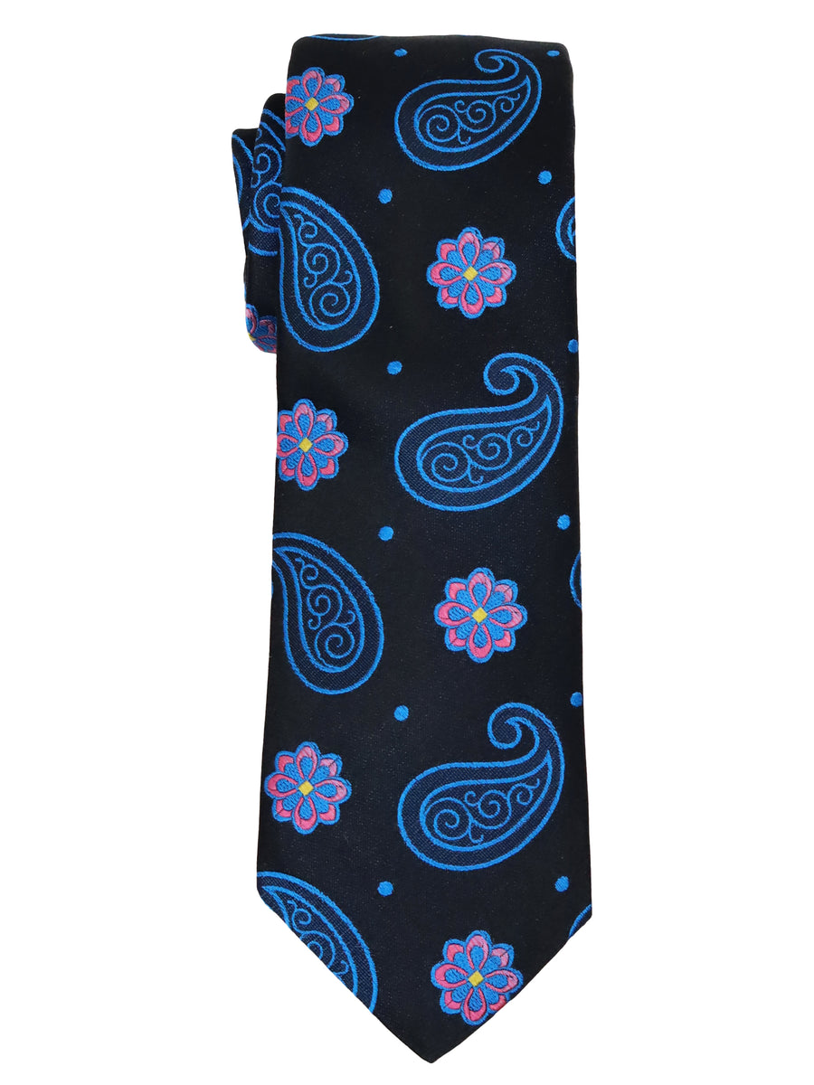 Dion  Boy's Tie 34019 - Paisley - Black/Blue