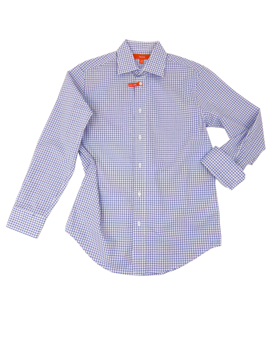 Tallia 34609 Boy's Dress Shirt- Plaid - White/Purple