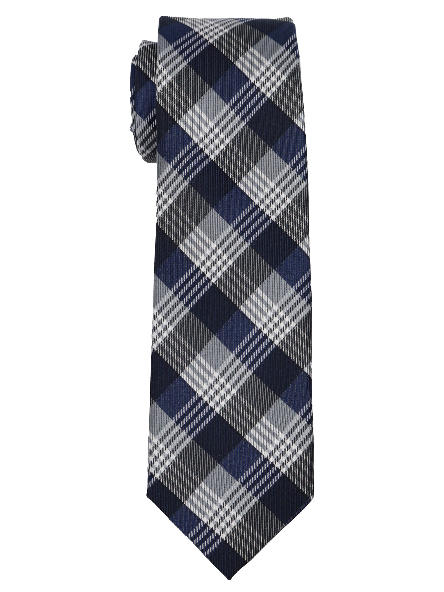 Enrico Sarchi 35122 - Boy's Tie - Plaid - Navy/Silver