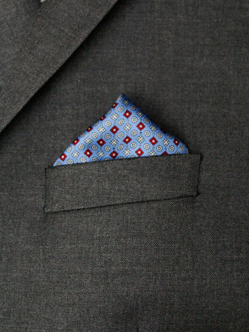 Image of Heritage House Pocket Square 35281 - Neat - Blue/Red/Grey