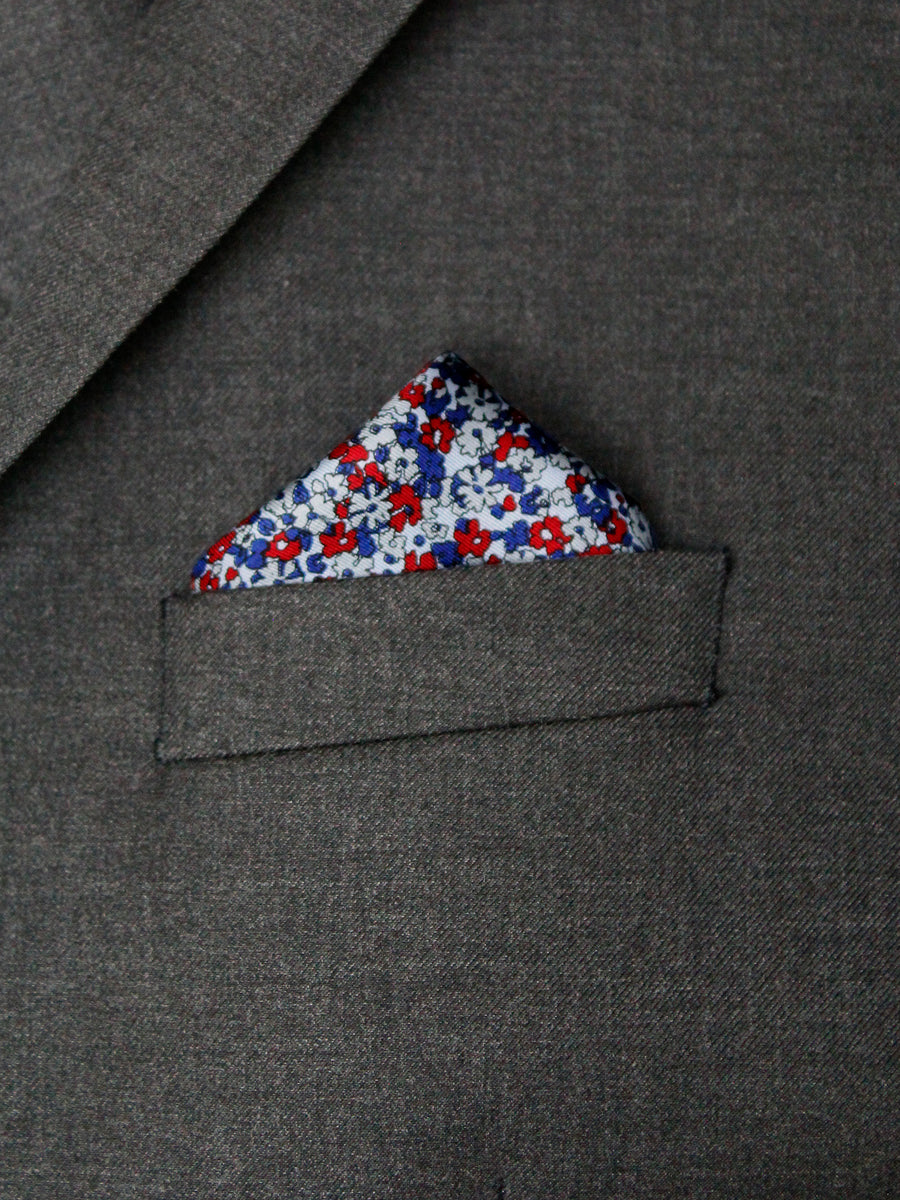 Heritage House Pocket Square 35281 - Neat - Blue/Red/Grey