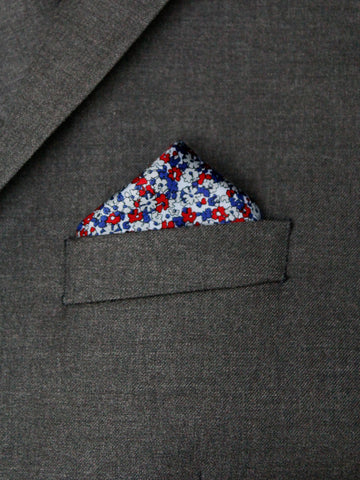 Image of Heritage House Pocket Square 35281 - Neat - Blue/Red/Grey