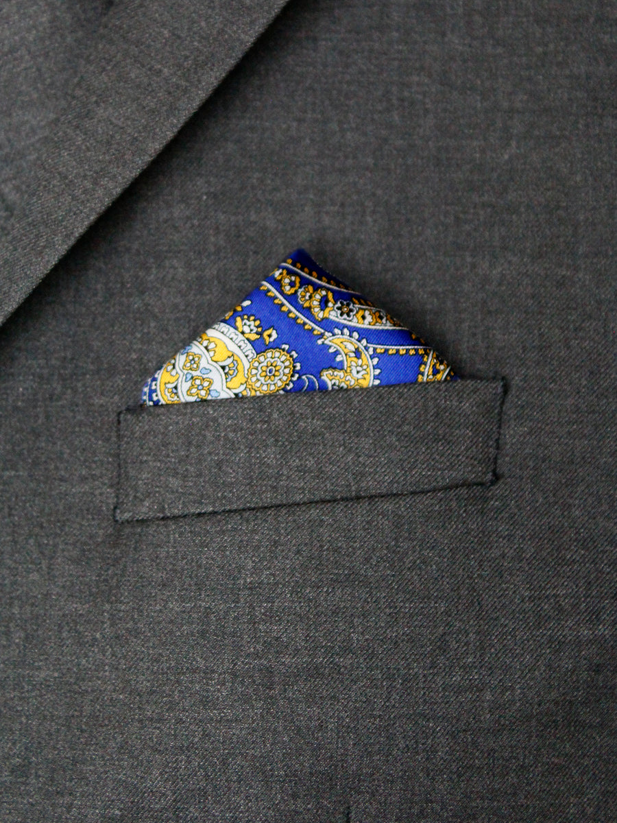 Heritage House Pocket Square 35282 - Neat - Yellow/Blue