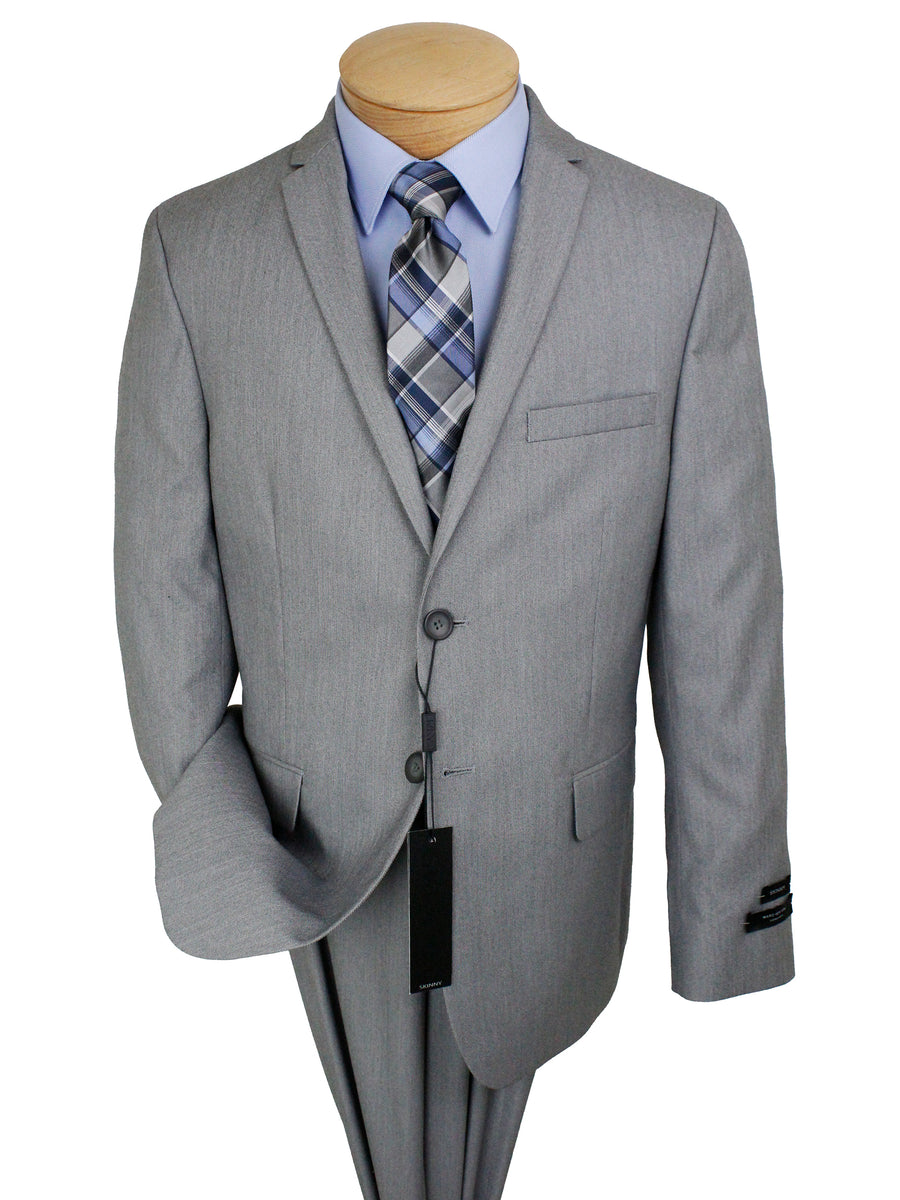Andrew Marc 35436 Boy's Skinny Fit Suit - Sharkskin - Light Grey