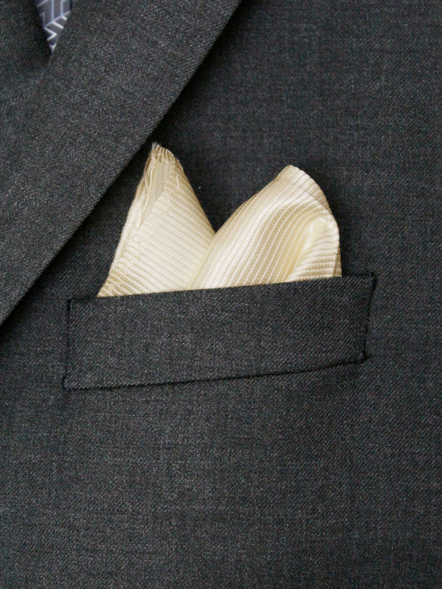 Heritage House 30747PS Pocket Square - Tonal Stripe - Ecru