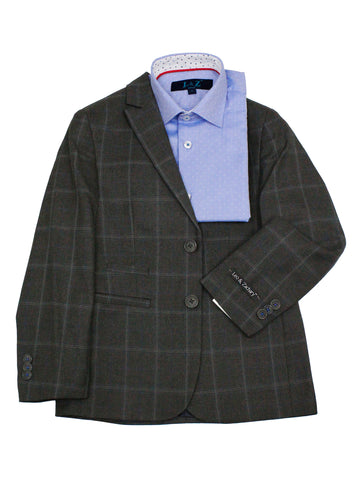 Image of Leo & Zachary 35582 Boy's Suit Separate Jacket - Plaid - Charcoal