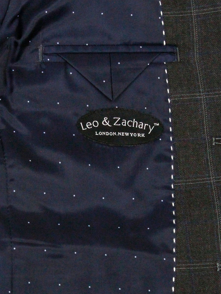 Leo & Zachary 35582 Boy's Suit Separate Jacket - Plaid - Charcoal