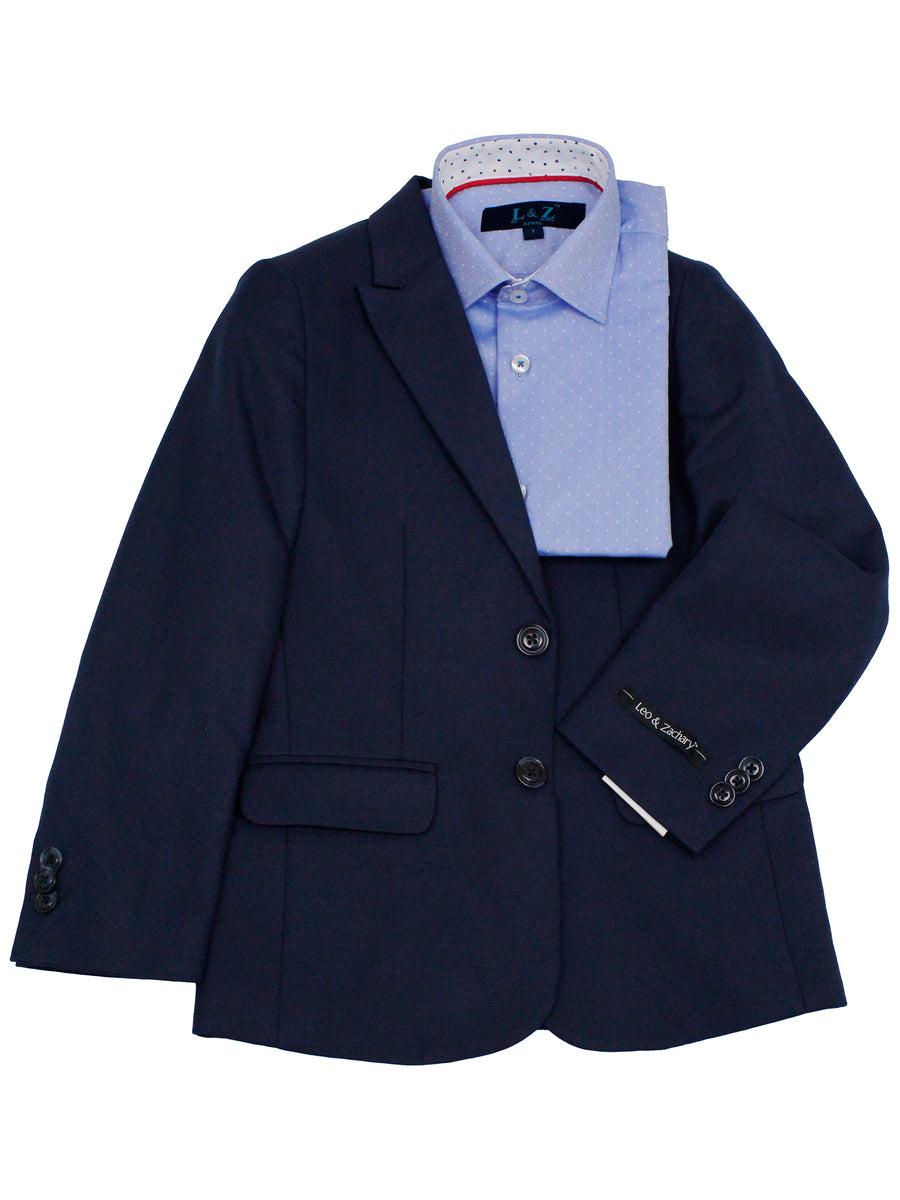 Leo & Zachary 35587 Boy's Suit Separate Jacket - Weave - Deep Blue