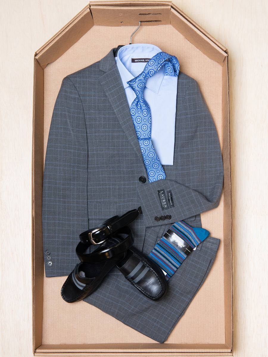 Complete Grey Plaid Suit Outfit 35821