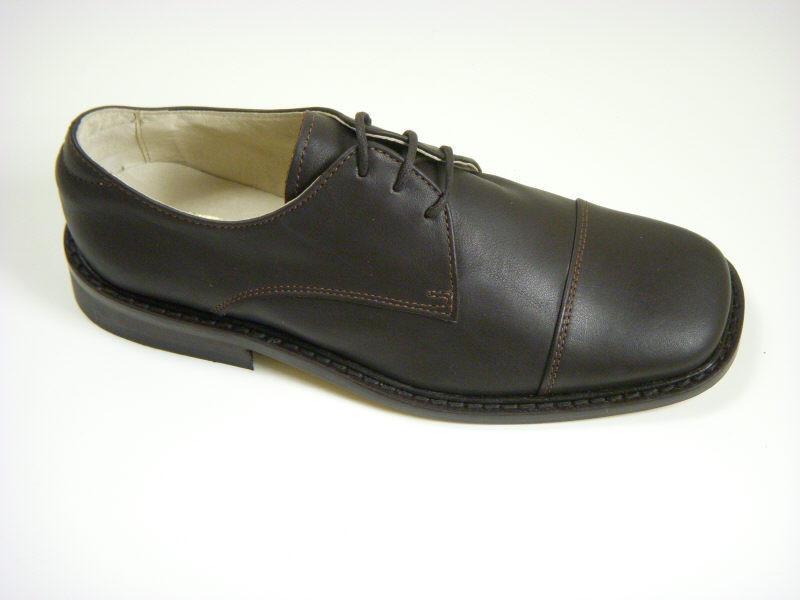 Shoe Be Doo 7066 Leather Boy's Shoe - Cap Toe - Brown
