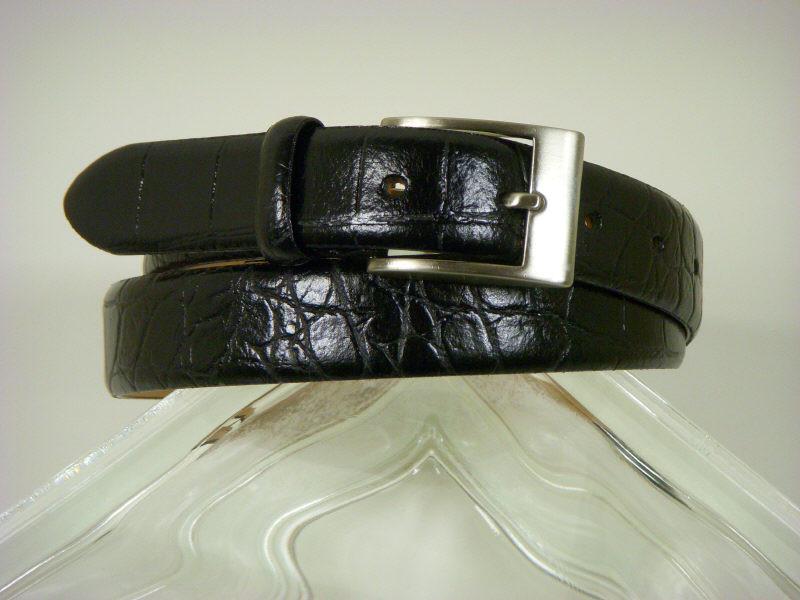Paul Lawrence 7487 100% leather Boy's Belt - Faux alligator- Black, Silver Buckle