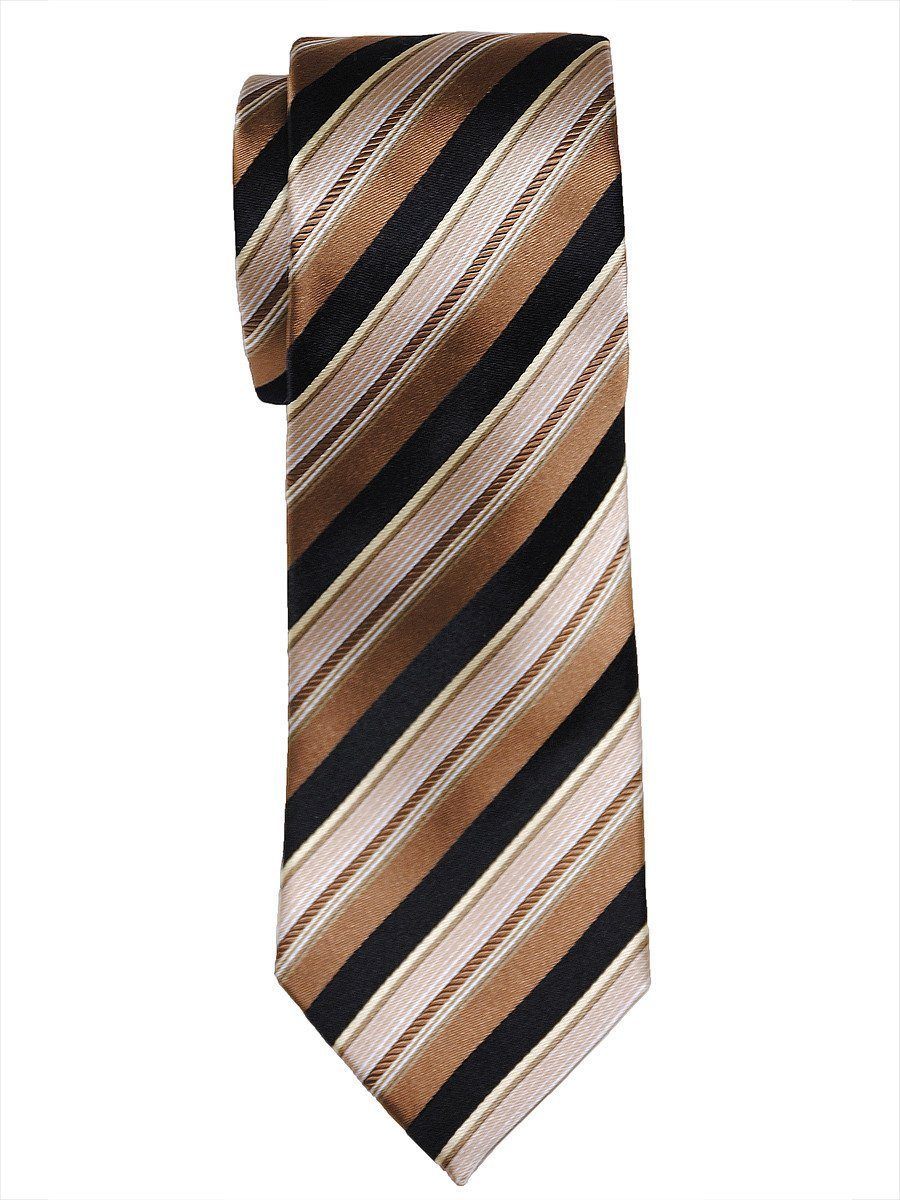 Heritage House 8050 100% Woven Silk Boy's Tie - Stripe - Black/Gold