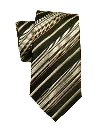 Heritage House 8704 Black/Khaki Boy's Tie - Stripe - 100% Woven Silk, Wool Blend Lining