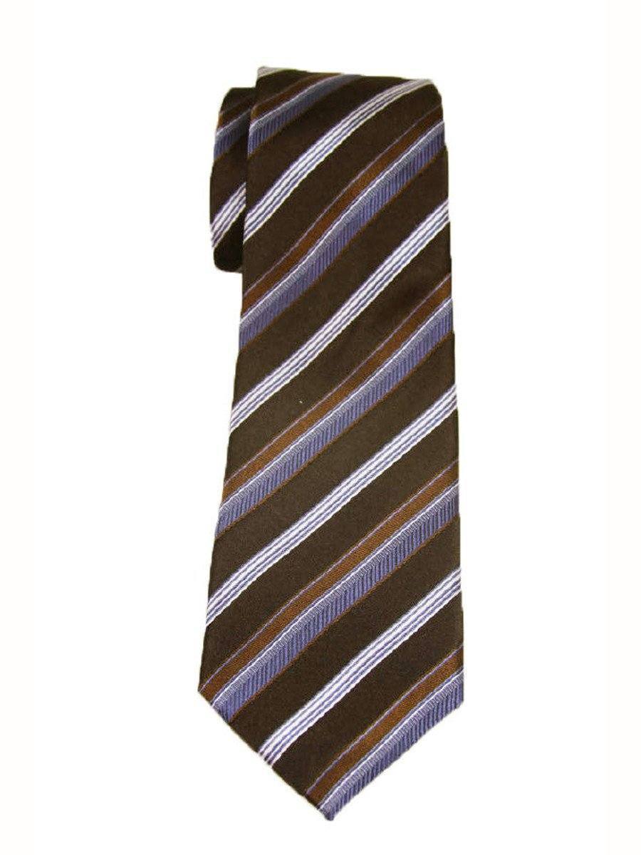 Heritage House 9245 Brown/Blue Boy's Tie - Stripe - 100% Woven Silk, Wool Blend Lining