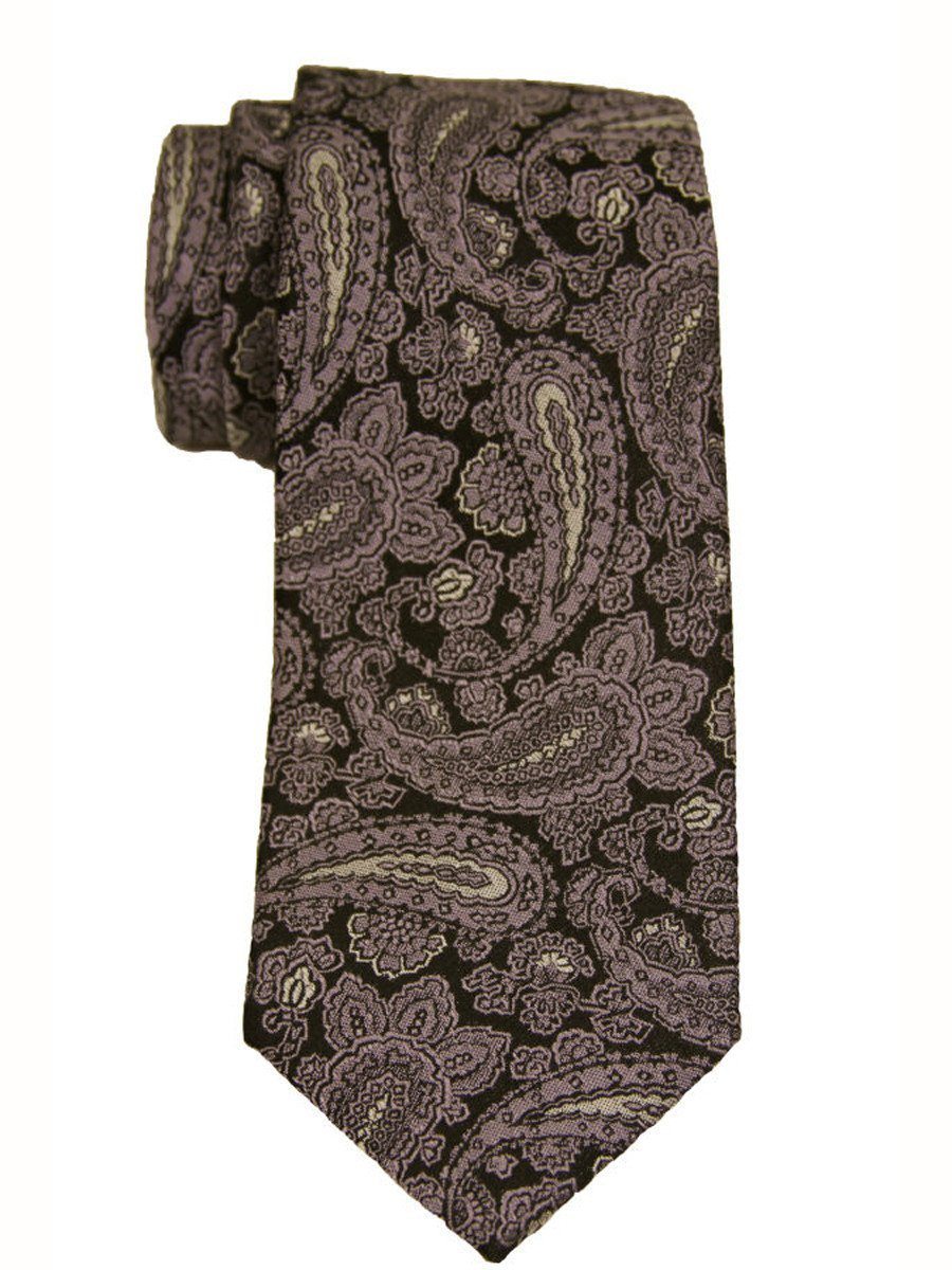 Heritage House 9872 Purple/Black Boy's Tie - Paisley - 100% Woven Silk, Wool Blend Lining