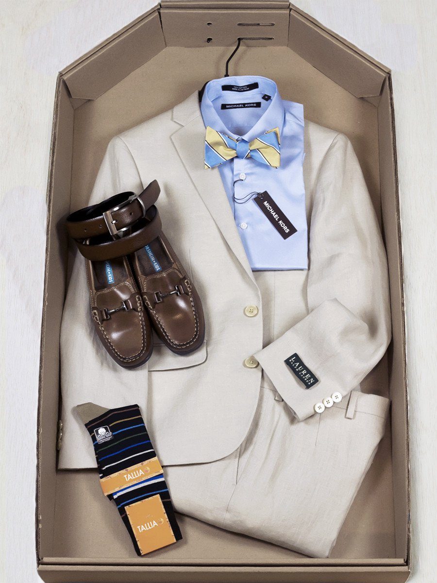 Complete Tan Linen Suit Outfit 24808 Boys Suit Bundle Michael Kors