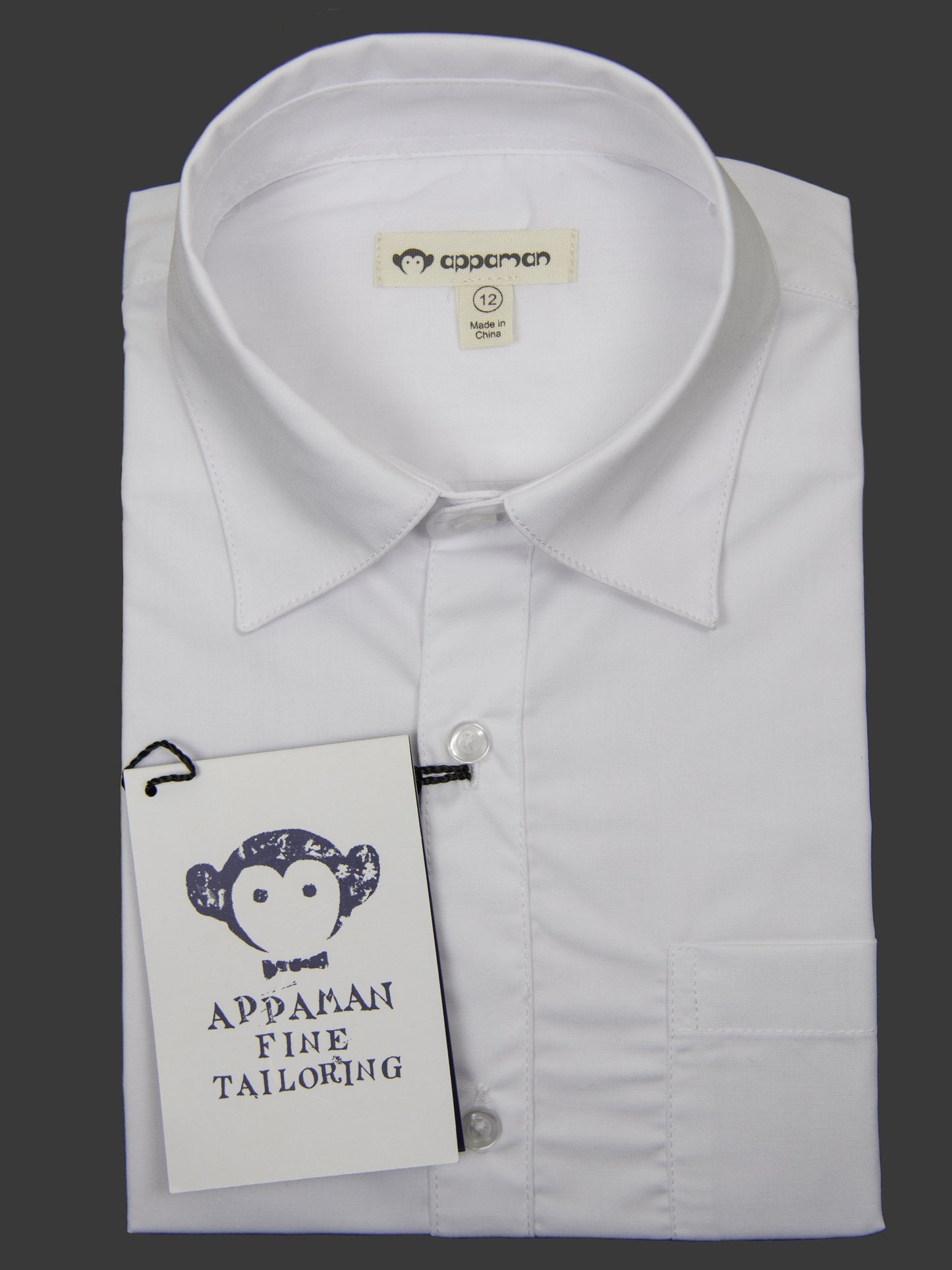 Appaman 27041 Boy's Dress Shirt- White- Solid Boys Dress Shirt Appaman