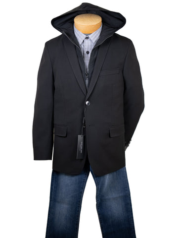 Image of Andrew Marc 32200 Boy's Sport Coat - Removable Hoodie - Black