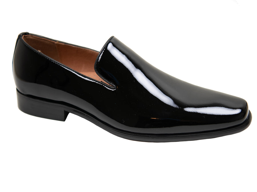 Florsheim 32779 Young Men's Shoe- Plain Toe- Slip On- Patent - Black