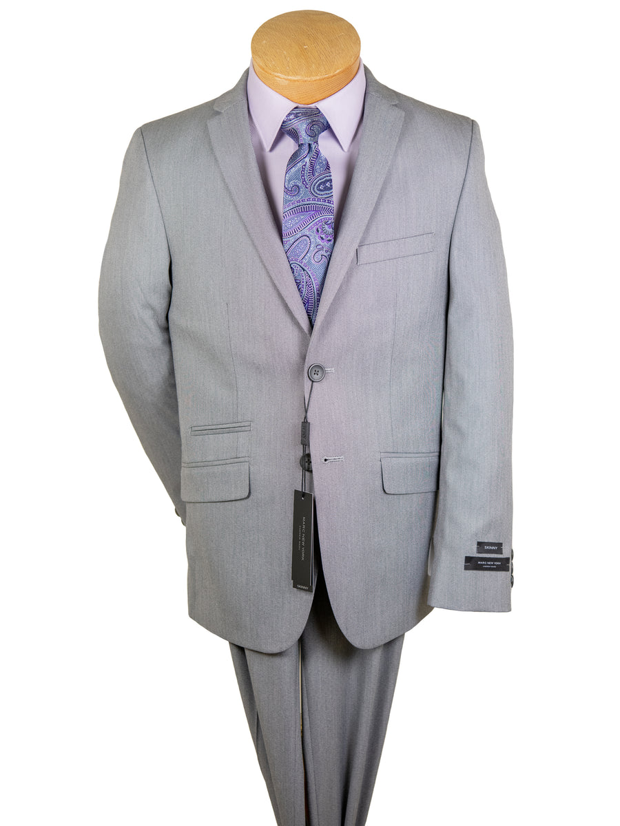 Andrew Marc 30824 Boy's Skinny Fit Suit - Sharkskin - Light Grey