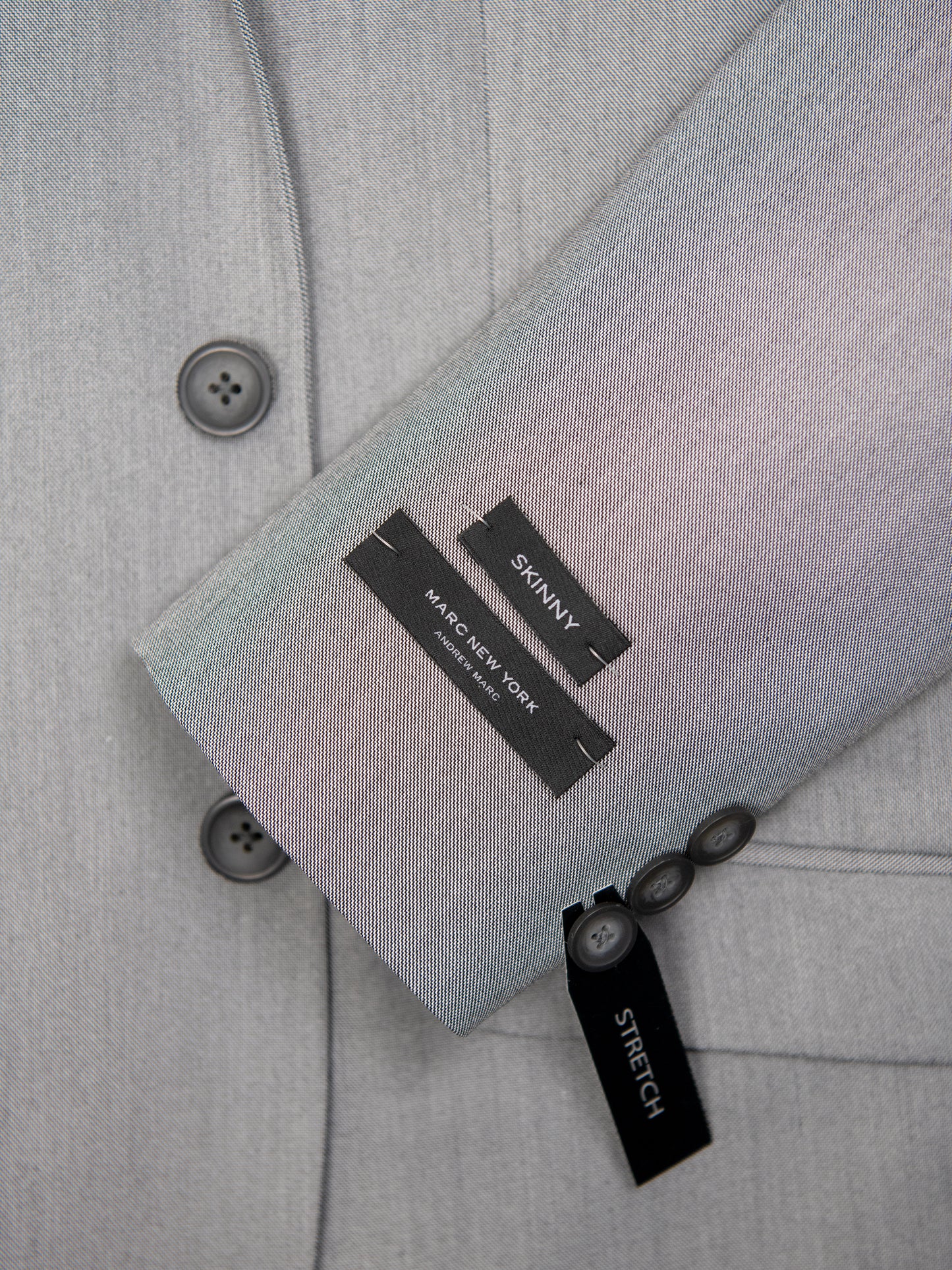 Andrew Marc 30824 Boy's Skinny Fit Suit - Sharkskin - Light Grey