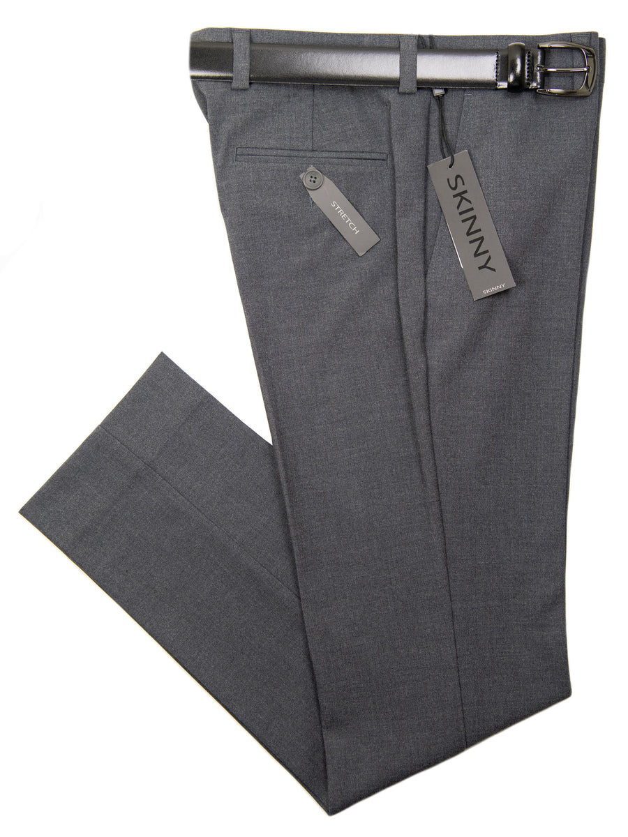 Andrew Marc 31788P Boy's Suit Separate Pant - Skinny Fit  - Stretch - Solid - Grey