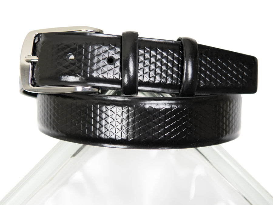 Paul Lawrence Men's Belt-32070 -Diamond Pattern-Black