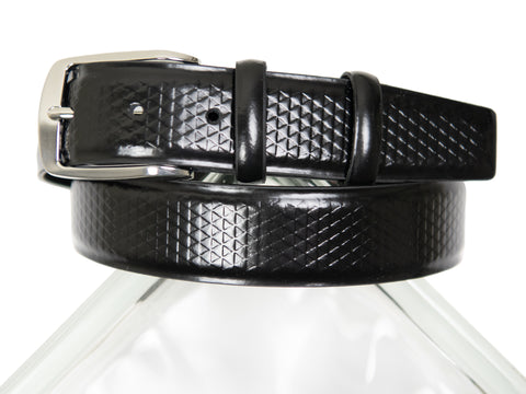 Image of Paul Lawrence Men's Belt-32070 -Diamond Pattern-Black