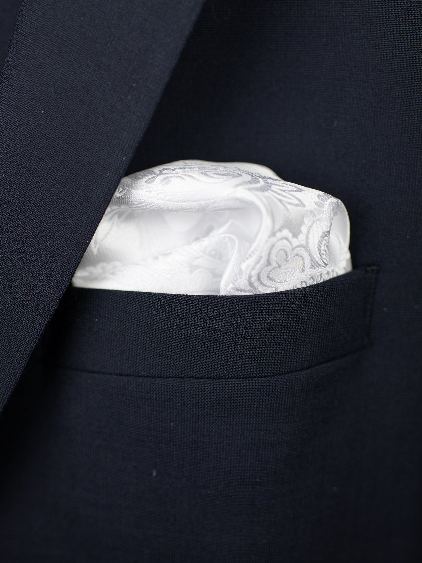 Heritage House 31160PS Pocket Square - Tonal Paisley - White