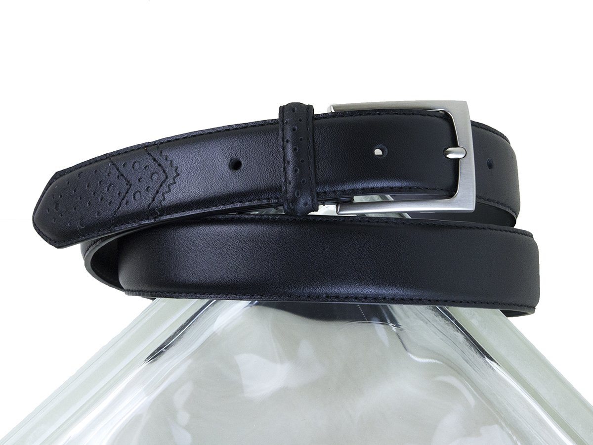Florsheim 25675 100% Genuine Leather Boy's Belt - Full Grain With Wing Tip Tail - Black Boys Belt Florsheim