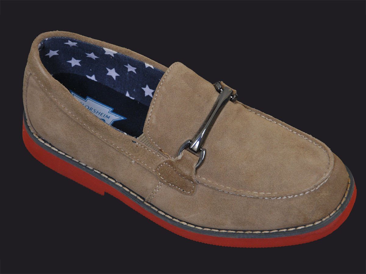 Florsheim 17846 Genuine Suede Boy's Loafer Shoes - Bit Loafer - Sand Boys Shoes Florsheim