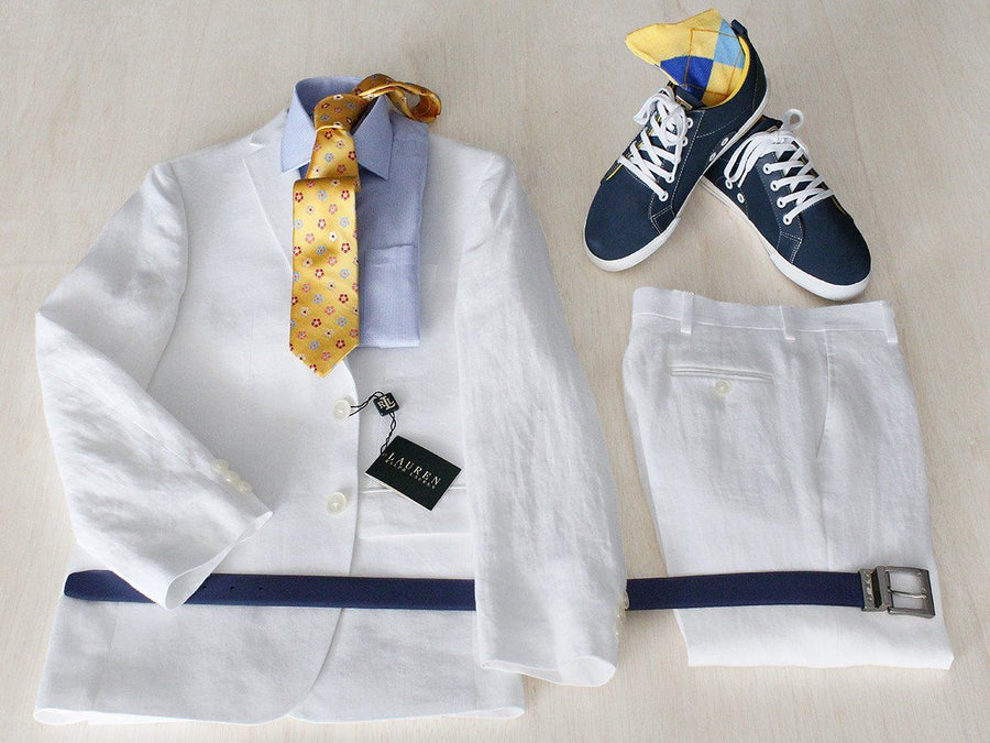 Complete White Linen Suit Outfit 22275 Boys Suit Bundle Lauren 