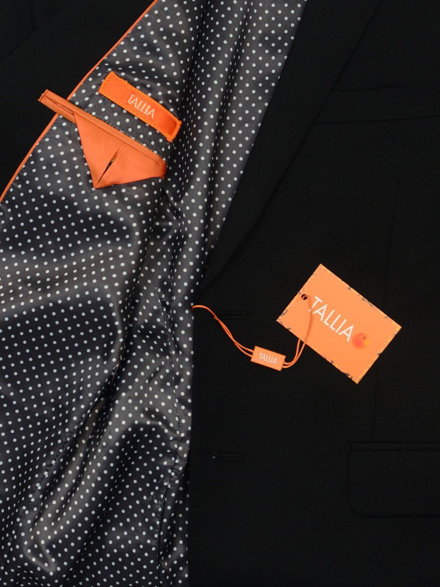 Tallia 20921 100% Wool Boy's 2-Piece Suit - Solid Gab - Black - 2-Button Single Breasted Jacket, Plain Front Pant Boys Suit Tallia