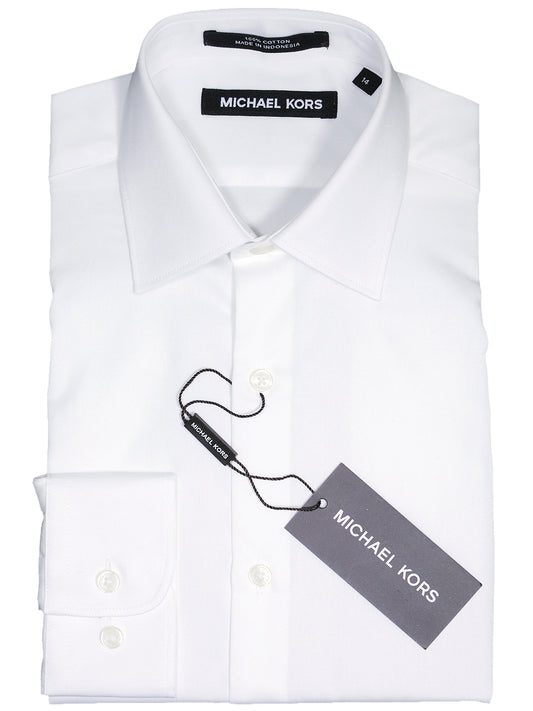 Michael Kors 17100 Boy's Dress Shirt - Solid Broadcloth - White