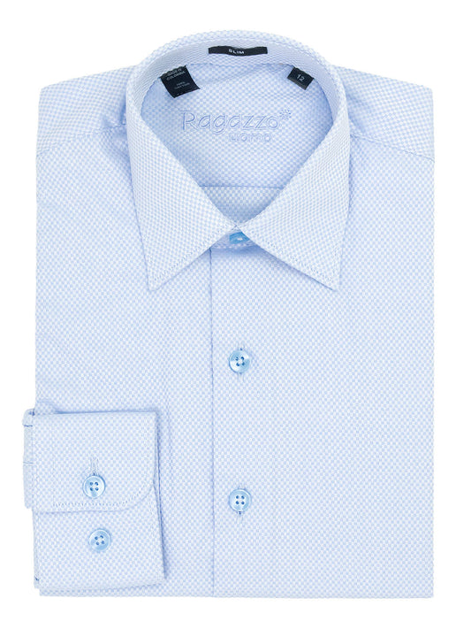 Ragazzo 21105 Boy's Dress Shirt - Slim Fit - Box Weave - Sky Blue