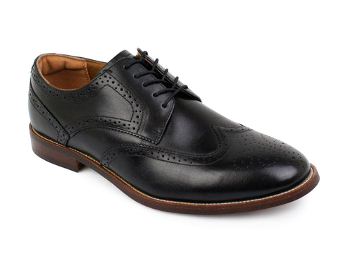 Image of Florsheim 33598 Boy's Dress Shoe - Wing Tip Oxford - Smooth - Black