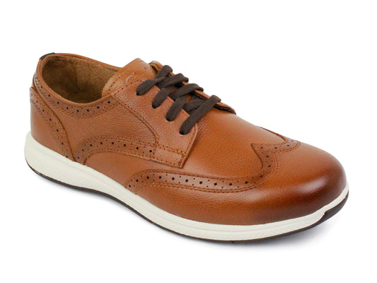 Florsheim 33673 Boy's Dress Shoe - Wing Tip Oxford - Cognac