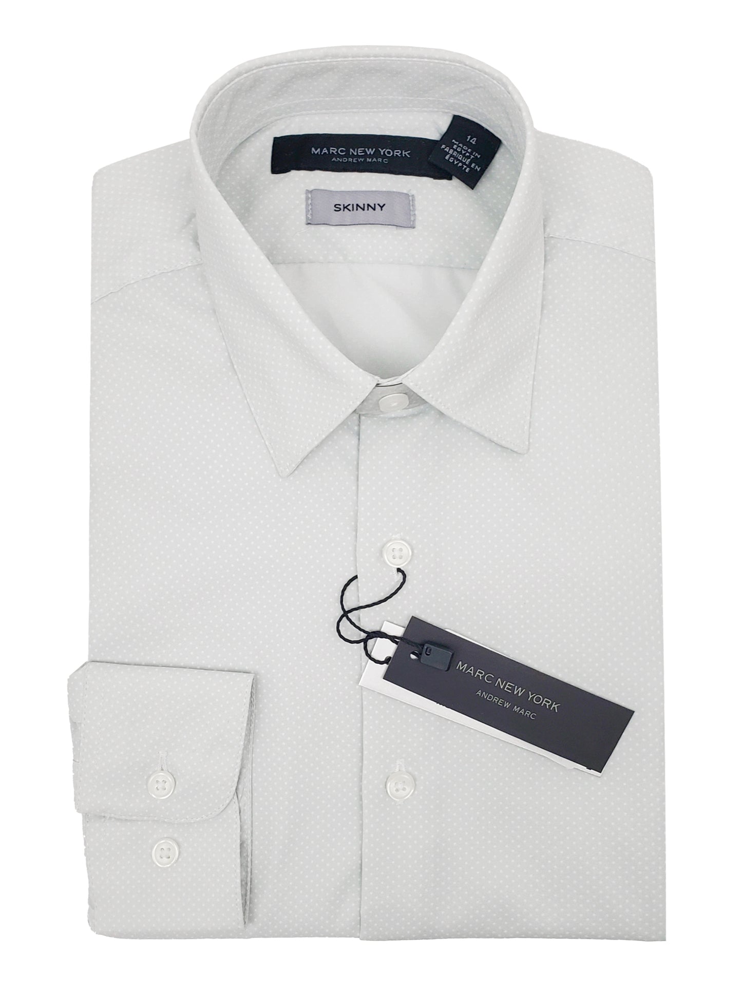 Andrew Marc 34949 Boy's Dress Shirt - Skinny Fit - Dot - GreyWhite