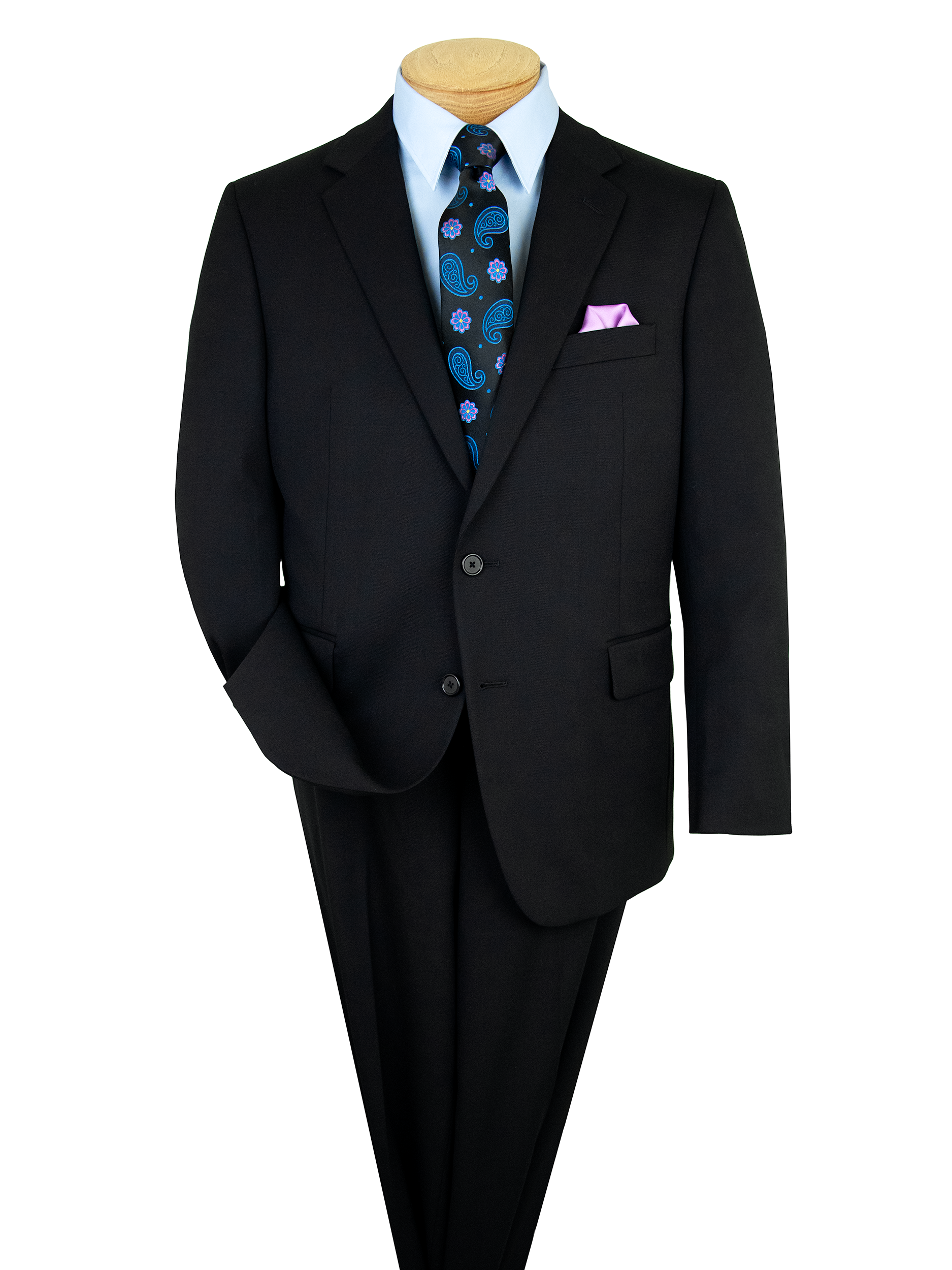 Eisenberg 36033 Men's Suit Separate Jacket - Portly - Solid - Black main image 0