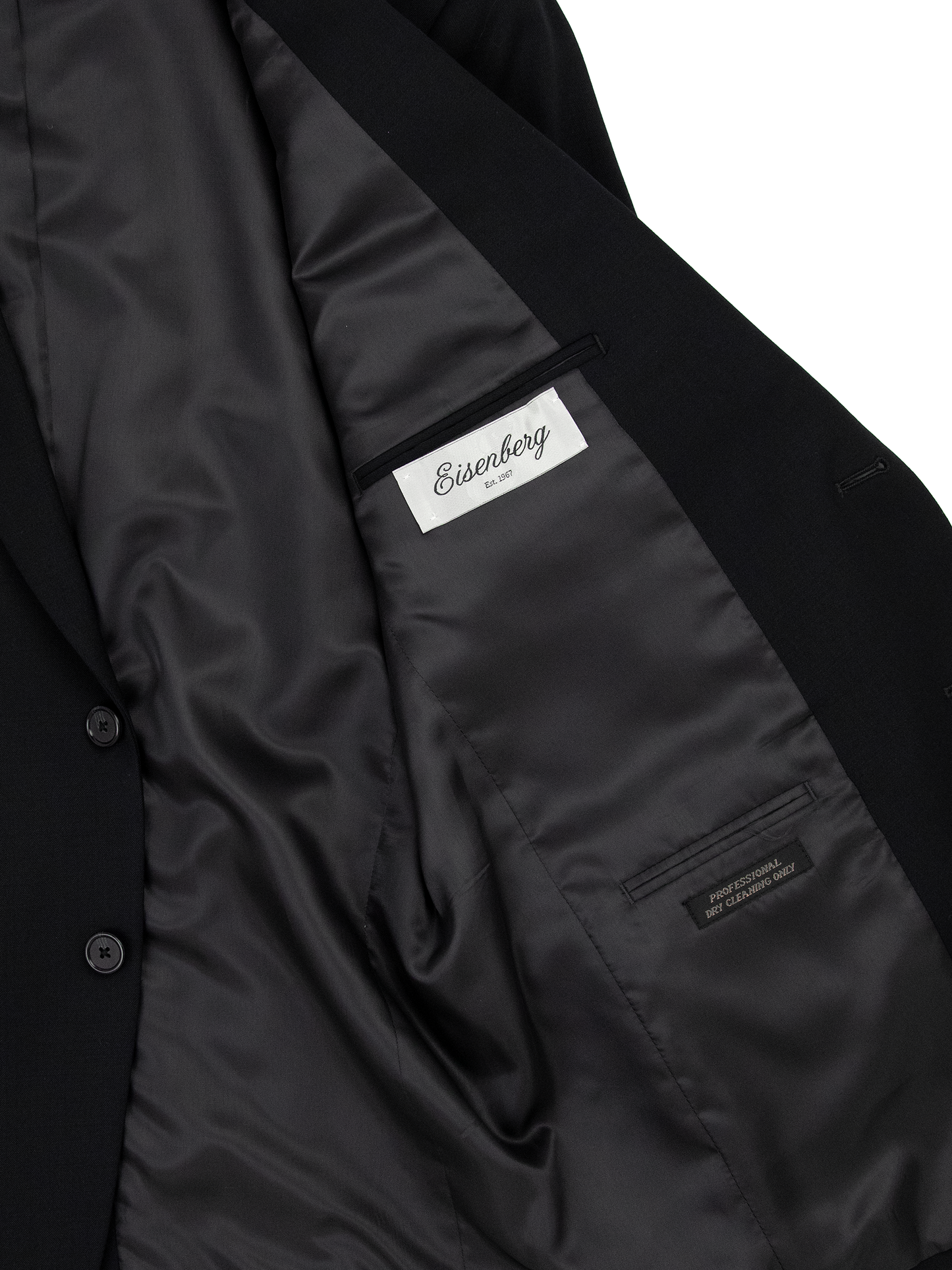 Eisenberg 36033 Men's Suit Separate Jacket - Portly - Solid - Black