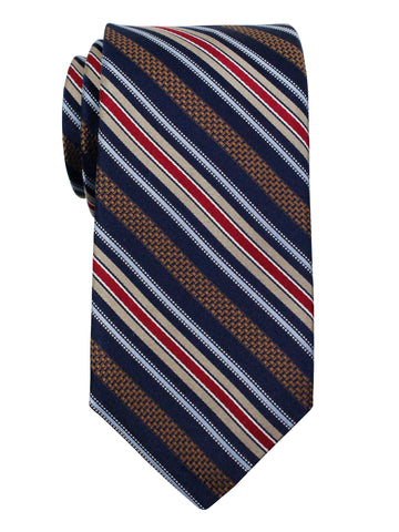 Dion 36059 Boy's Tie - Multi Bar Tex Stripe - Navy/Red
